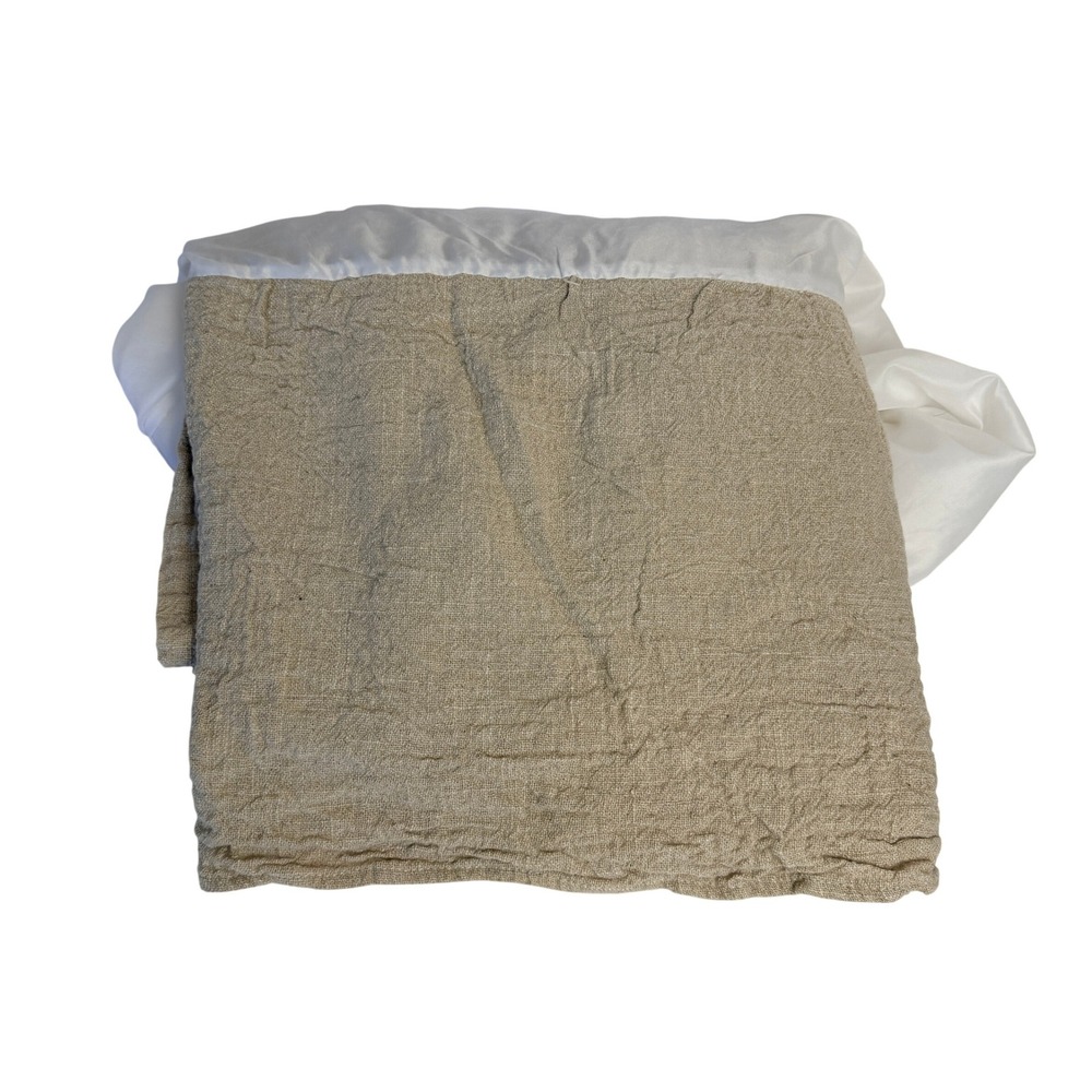 Linen Queen Bed Skirt Taupe Beige Textured 13" Drop Split Corner 60 x 80 Neutral